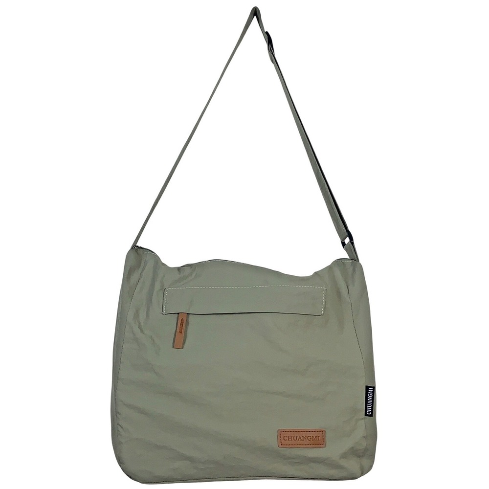 CHUANFUMI Olive Green Canvas Crossbody Bag Slouchy Hobo Messenger SMALL FLAW